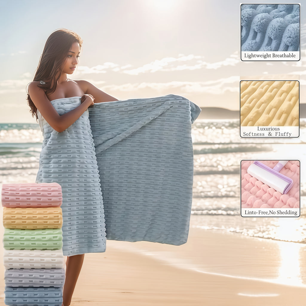 Waffle Bath Towels Set of 4 – Super Absorbent Quick-Dry Coral Fleece Bath Sheets, 280GSM Soft Spa Towels for Adults, 55x28 Inch Large Bath Towel Set