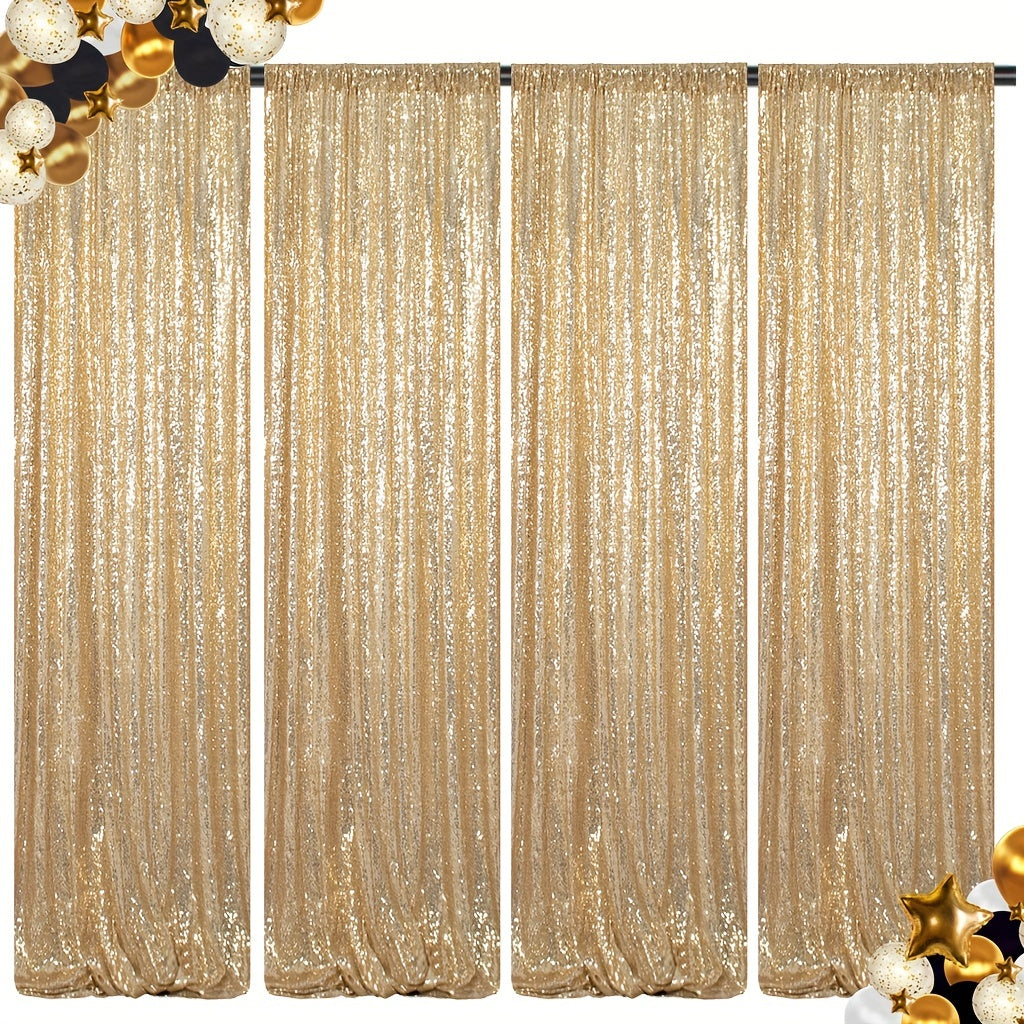 Sequin Curtains Backdrop 4 & 6 Panels 2x8FT - Shimmer Glitter Party Backdrop Curtain for Wedding Birthday Bachelorette Photo Booth, 25 Colors Reusable Event Decoration