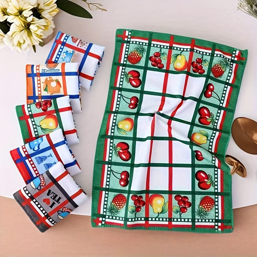 Kitchen Towels Set of 6 Colorful Printed Dishcloths Soft Absorbent Holiday Tea Towels Hand Towels Decorative Kitchen Decor Cleaning Supplies
