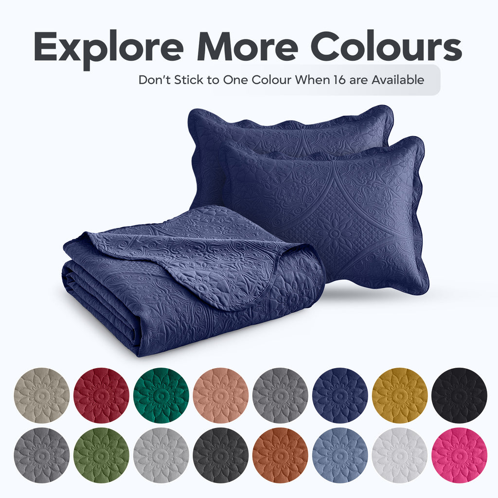 Luxury Quilted Bedspread Set 3 Piece Floral Coverlet with Pillow Shams Breathable Lightweight All Season - Twin Queen King California King 16 Colors
