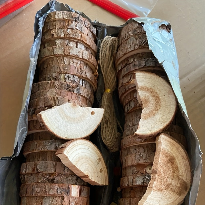 Wood Log Slices 28pcs Natural Tree Bark Rounds 2.7–3.5 Inch Unfinished Wooden Discs for Crafts Christmas Decor Coasters Wedding Centerpieces Woodworking DIY Art