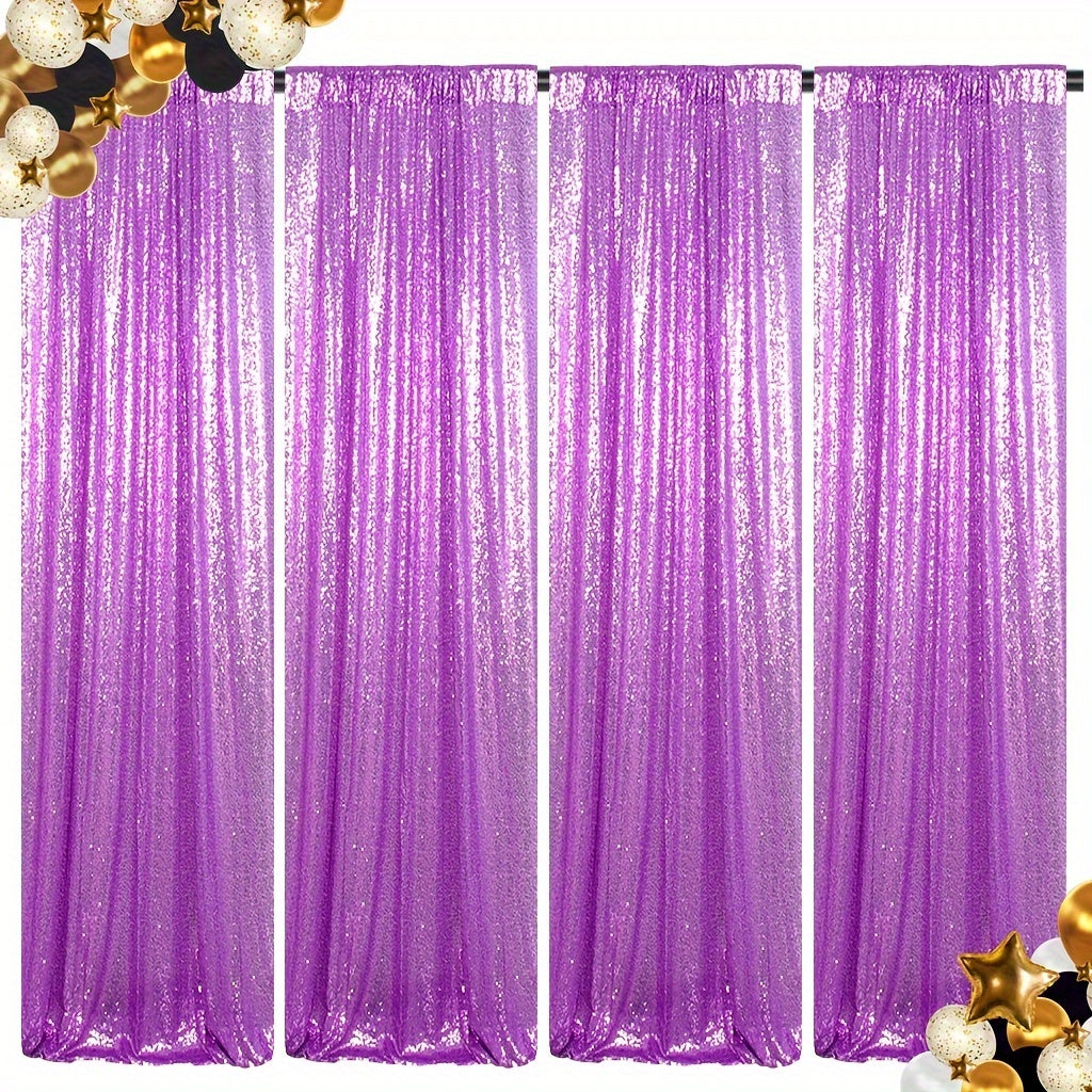 Sequin Curtains Backdrop 4 & 6 Panels 2x8FT - Shimmer Glitter Party Backdrop Curtain for Wedding Birthday Bachelorette Photo Booth, 25 Colors Reusable Event Decoration