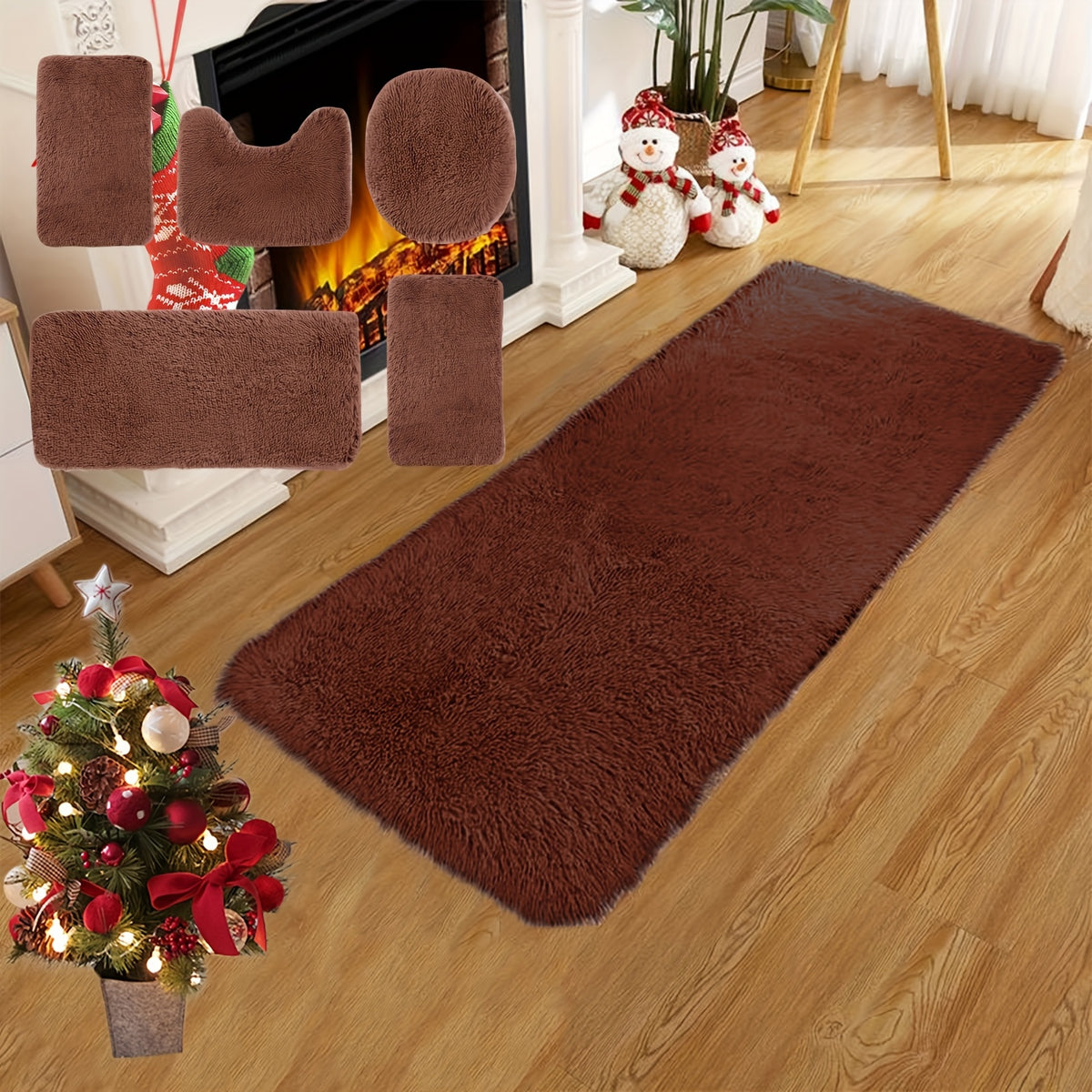 Plush Bath Rugs Set 1-6 Pieces, Multi-Color Microfiber Non-Slip Bathroom Mats – Soft Water Absorbent Thick Machine Washable Toilet Mats for Bathroom, Tub & Shower