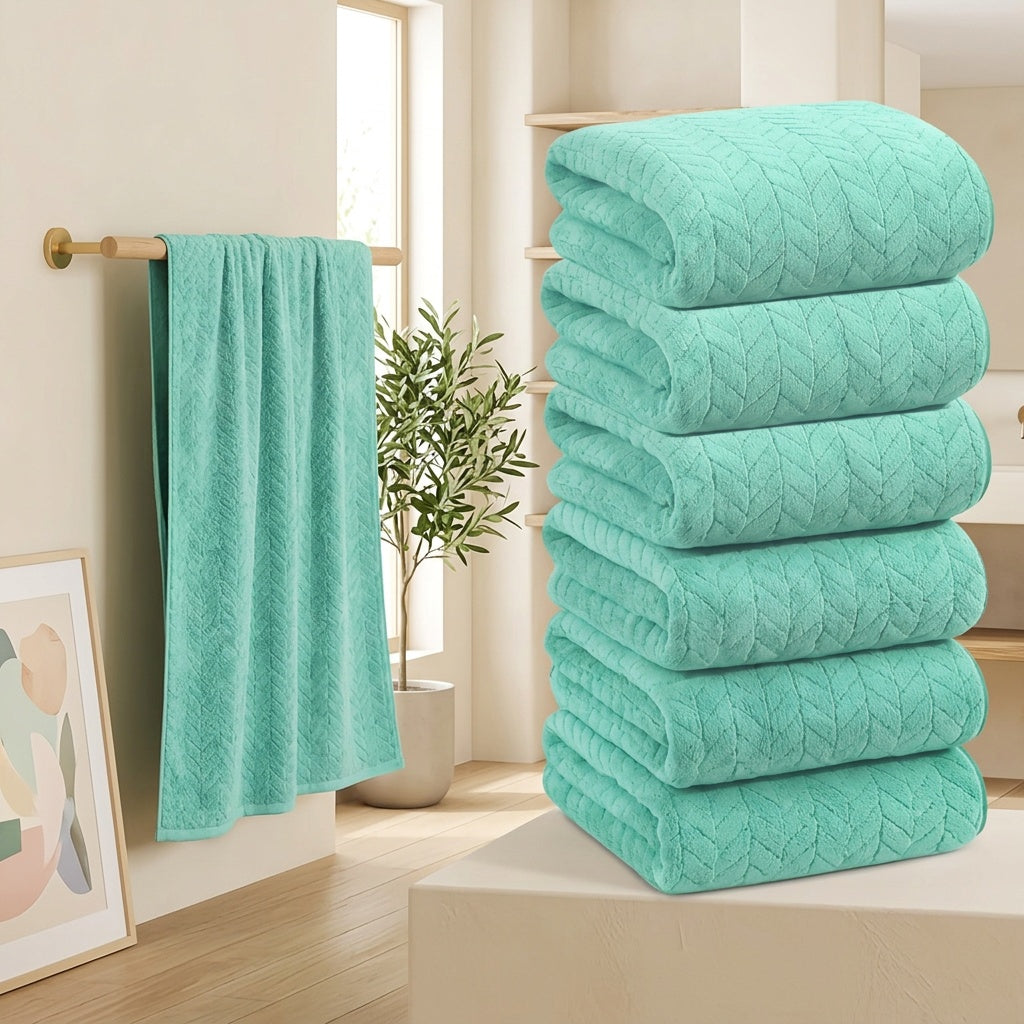 Oversized Striped Bath Towel Set – Absorbent Quick-Dry Adult Bath Towels for Spa, Hotel & Home | Available as Single or 6-Piece Set | Multiple Colors
