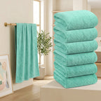 Oversized Striped Bath Towel Set – Absorbent Quick-Dry Adult Bath Towels for Spa, Hotel & Home | Available as Single or 6-Piece Set | Multiple Colors
