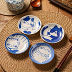 Cat Shaped Ceramic Mini Dish Set 8 Piece – 4 Inch Soy Sauce Bowls for Side Dishes, Condiments & Serving – Cute Kitchenware for Home & Restaurant