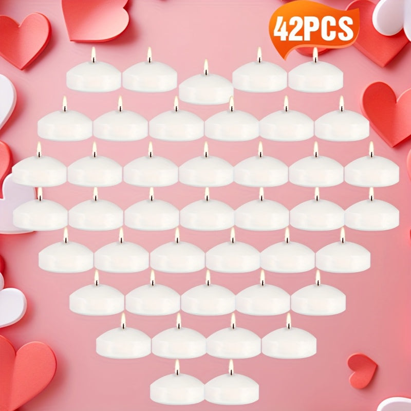 42-Pack Floating Small Candles - Natural Plant Wax Smoke-Free Tea Light Candles for Wedding, Meditation, Holiday, Pool & Spa, Stable Burning Low Melting Point