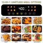 Large Capacity Air Fryer 6QT & 12QT with Visual Window Smart Auto-Cook Anti-Scald Handle for Chicken Fish and More