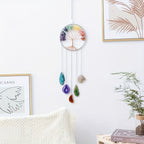 Crystal Dream Catcher Wind Chime Wall Art Handmade Rainbow Beads Tree Motif Boho Wall Hanging for Living Room Bedroom Wedding Christmas Gift