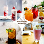 Reusable Glass Straws Set 12pcs with 4 Cleaning Brushes BPA Free Borosilicate Heat Resistant Drinking Straws for Smoothies Coffee Tea Milkshakes - Straight & Bent Glass Straws 8.5 Inch 10mm