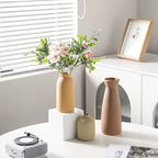 Boho Ceramic Vase Set 3pcs Matte Nordic Minimalist Geometric & Floral Designs, Decorative Vases for Living Room, Entryway, Bookshelf, TV Console & Bathroom Vanity, Holiday & Birthday Gift