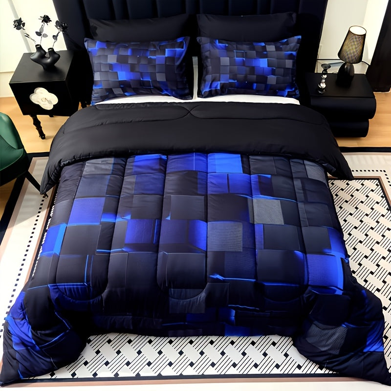 180GSM Digital Print Comforter Set 3-Piece Queen King Twin Full – Thick Quilt with 2 Pillowcases, All-Season Soft Breathable Bedding Set for Bedroom & Dormitory