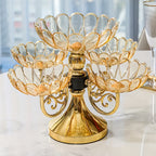 5-Tier Rotating Crystal Fruit Plate Set Luxury Round Snack Candy Bowl for Living Room Coffee Table – Elegant European Serveware Home Decor