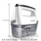 Electric Hand Mixer 6-Speed & Turbo – 5 Stainless Steel Accessories, Snap-On Storage Case | For Cookies, Cakes, Dough & Batters | White & Silver