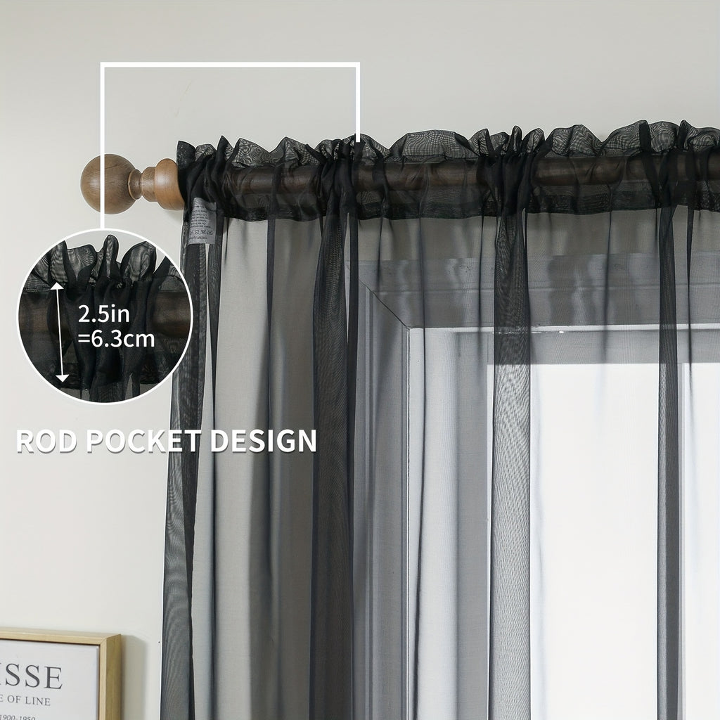 Sheer Gauze Curtains 4 Panels Rod Pocket – Dreamy Transparent Light Filtering Window Drapes for Living Room Bedroom Balcony, 11 Colors 3 Sizes