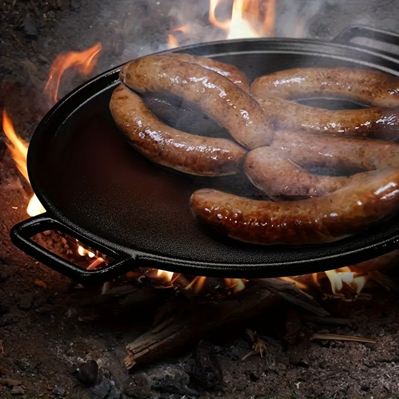 Cast Iron Pizza Pan 6-Piece Set – 11-Inch Pre-Seasoned Griddle for Oven, Stovetop, Grill & Campfire | Multi-Purpose Round Cast Iron Baking Pan for Pizza, Bread & More