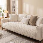 Velvet Sofa Cover Non-Slip Washable Plush Couch Slipcover Pet Friendly Thick Padded Furniture Protector 1 2 3 4 5 Seat Living Room Bedroom