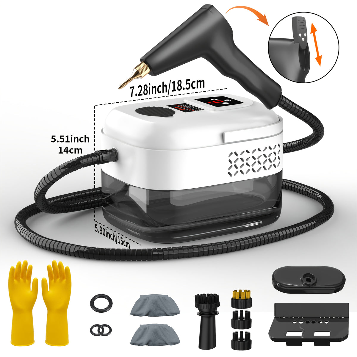 Handheld Steam Cleaner High Pressure – High-Temperature Multi-Surface Cleaner with Adjustable Gear, LCD Display & 40oz Water Tank for Kitchen, Carpet & Sofa