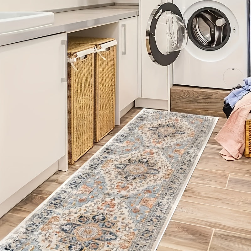 Boho Chic Runner Rug Non-Slip Machine Washable Striped Herringbone Pattern with Backing Hallway Bedroom Living Room 3 Sizes
