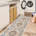Boho Chic Runner Rug Non-Slip Machine Washable Striped Herringbone Pattern with Backing Hallway Bedroom Living Room 3 Sizes