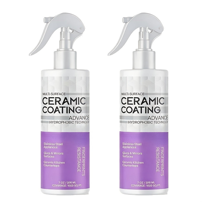 Ceramic Coating Spray for Stainless Steel Appliances - Fingerprint & Stain Repellent, Glossy Shine Formula for Sinks, Countertops & Glass, Citric Acid & Glycerin Formula, Kitchen & Bathroom Use