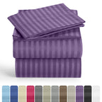 Luxury Striped Bed Sheet Set 3 or 4 Pcs – Hotel-Quality Deep Pocket 16", Extra Soft Breathable Cooling Sheets, Wrinkle & Fade Resistant, Twin Twin XL Full Queen King Cal King, 11 Colors