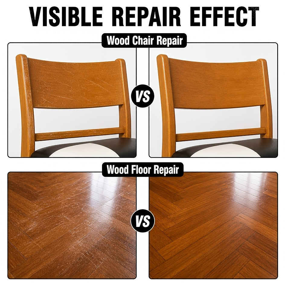 Wood Repair Paste for Furniture – Brown Scratch & Crack Filler for Doors, Cabinets, Tables, Floors & Chairs with Applicator Brush