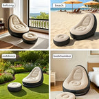 Inflatable Lounge Chair Recliner with Footrest & Foot Pump – Portable Air Sofa Couch for Living Room, Camping, Travel & Balcony, Space-Saving Indoor Outdoor Lounger (6 Colors)