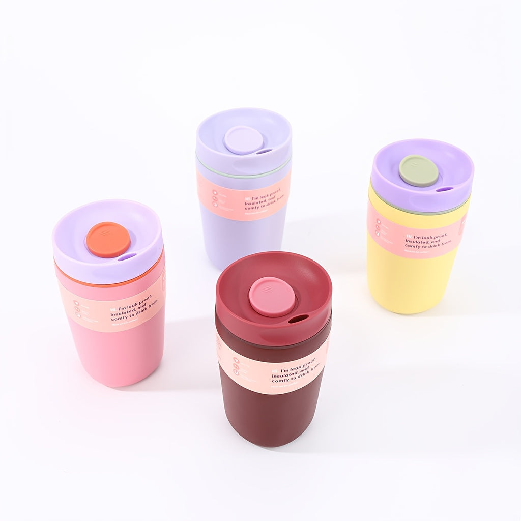 Vacuum Insulated Coffee Travel Cup 350ml 11.83oz - 304 Stainless Steel Double-Wall Flask with Push Lid & Direct Drinking Spout for Office, Travel & Outdoor, 4 Colors