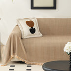 Herringbone Sofa Cover with Tassels – Washable Polyester Throw for 3-Seater, 4-Seater & Large Sofas | Grey, Coffee, Green