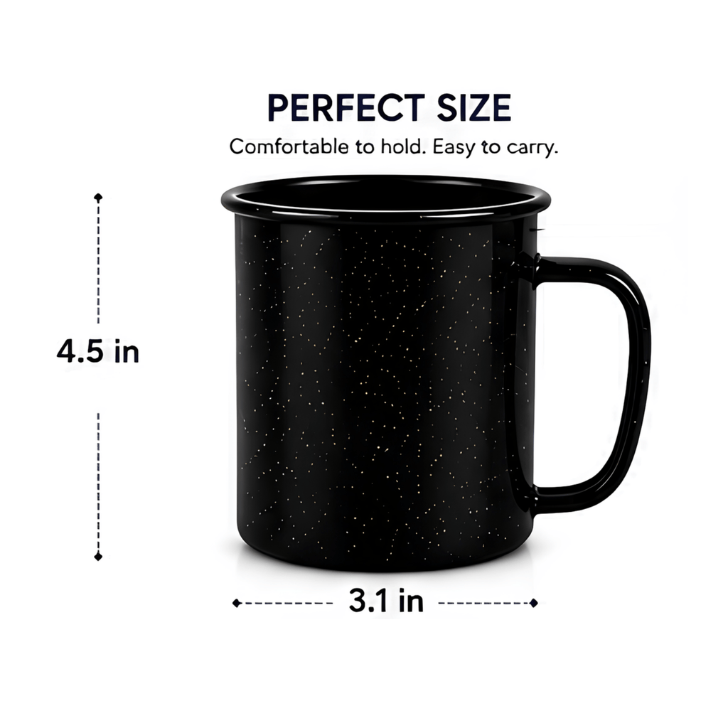 Enamel Steel Coffee Mug 25oz – Dark Blue Speckle Tall Mug, Dishwasher & Microwave Safe, Hot & Cold Beverages for Office & Home