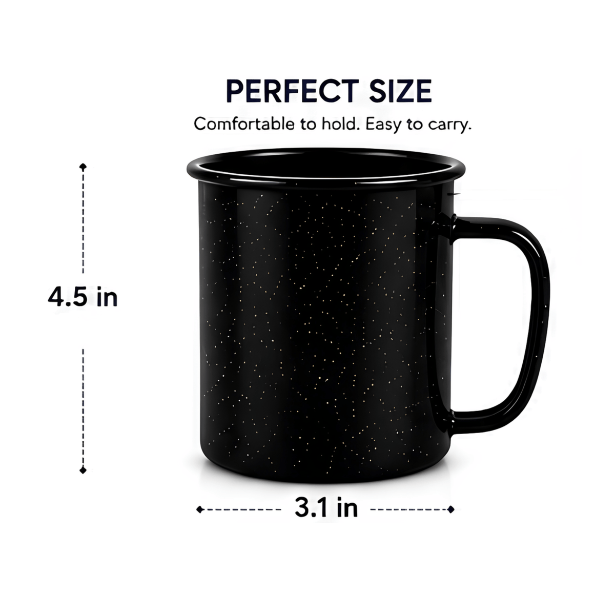 Enamel Steel Coffee Mug 25oz – Dark Blue Speckle Tall Mug, Dishwasher & Microwave Safe, Hot & Cold Beverages for Office & Home