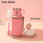 Vacuum Insulated Water Bottle 600ml 316 Stainless Steel Double Wall – Leak-Proof Lid with Handle for Travel, Gym, Office & Outdoors