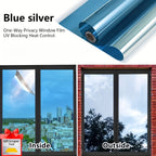 One Way Privacy Window Film for Home & Office - Static Cling Mirror Surface, Daytime Privacy, Heat & Glare Reduction, UV Blocking, No Adhesive, 4 Colors