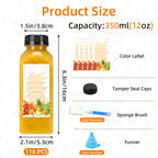 Plastic Juice Bottles with Caps 12oz 16oz Bulk Set 100 118 142 Pcs - Empty Bottles with Labels Funnel & Brush for Juice Smoothie Tea Coffee Party | Nuvia Haven