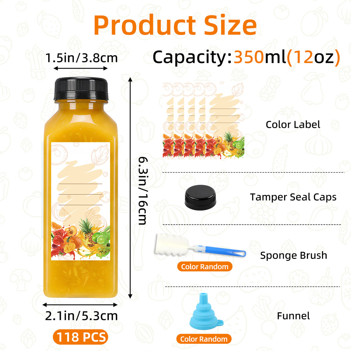 Plastic Juice Bottles with Caps 12oz 16oz Bulk Set 100 118 142 Pcs - Empty Bottles with Labels Funnel & Brush for Juice Smoothie Tea Coffee Party | Nuvia Haven