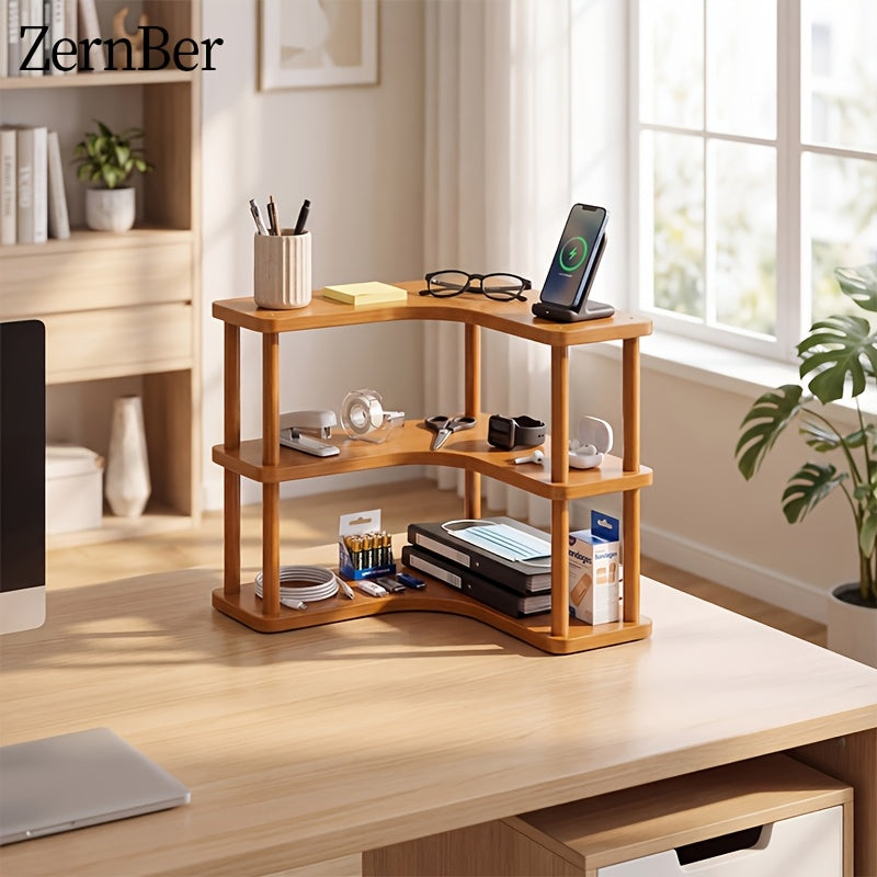 Corner Shelf Countertop Organizer, Triangular Multi-Tier Kitchen Storage Rack for Coffee Accessories, Cups, Spices & Kitchen Essentials, Space-Saving Corner Stand for Counter, Bathroom & Office