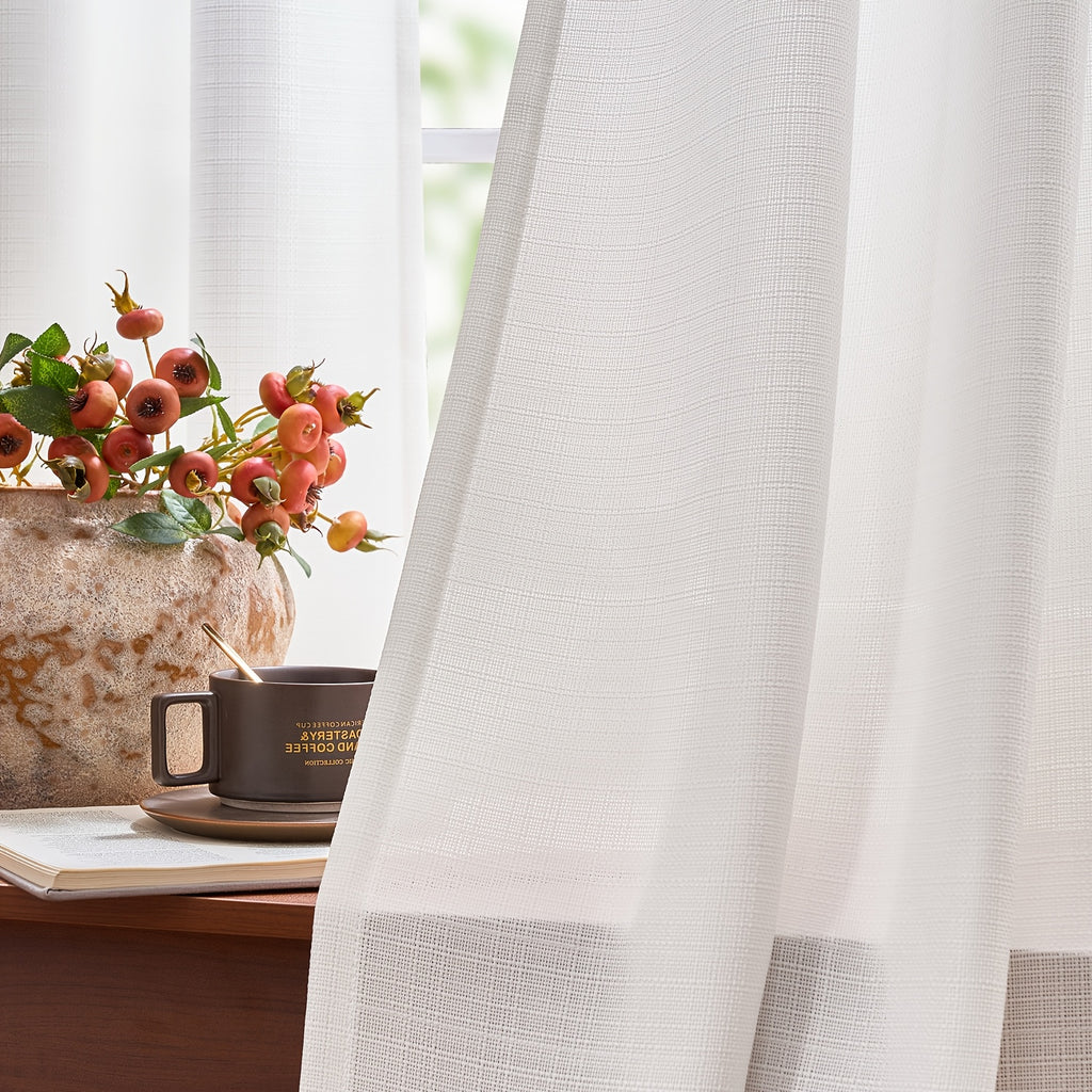 100% Blackout Curtains - 4 Panel Set, Boho Rustic Textured Grommet Drapes for Living Room & Bedroom, Privacy & Room Darkening, 4 Colors