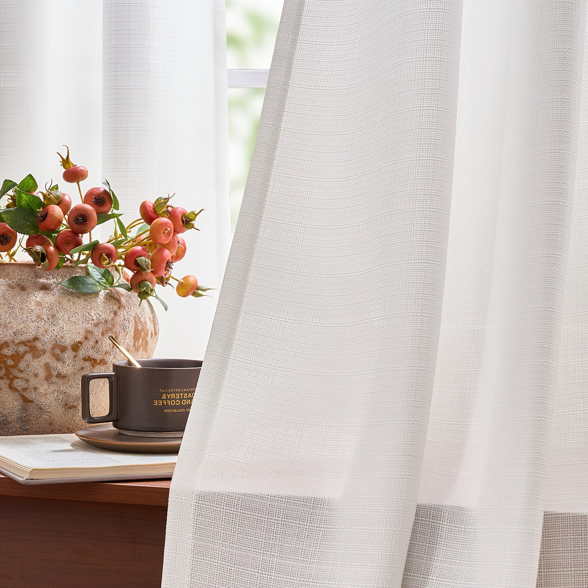 100% Blackout Curtains - 4 Panel Set, Boho Rustic Textured Grommet Drapes for Living Room & Bedroom, Privacy & Room Darkening, 4 Colors