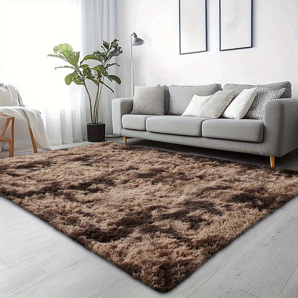 Velvet Shag Area Rug with Non-Slip Backing – Super Soft Plush Indoor Carpet for Living Room, Bedroom & Kitchen, Tie-Dye & Solid Colors, 5 Sizes