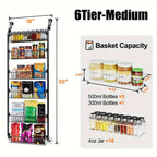 Over The Door Pantry Organizer Heavy Duty Metal – 6 or 8 Tier Door Mounted Storage Rack for Kitchen, Pantry & Spice Management, Holds 80 LBS