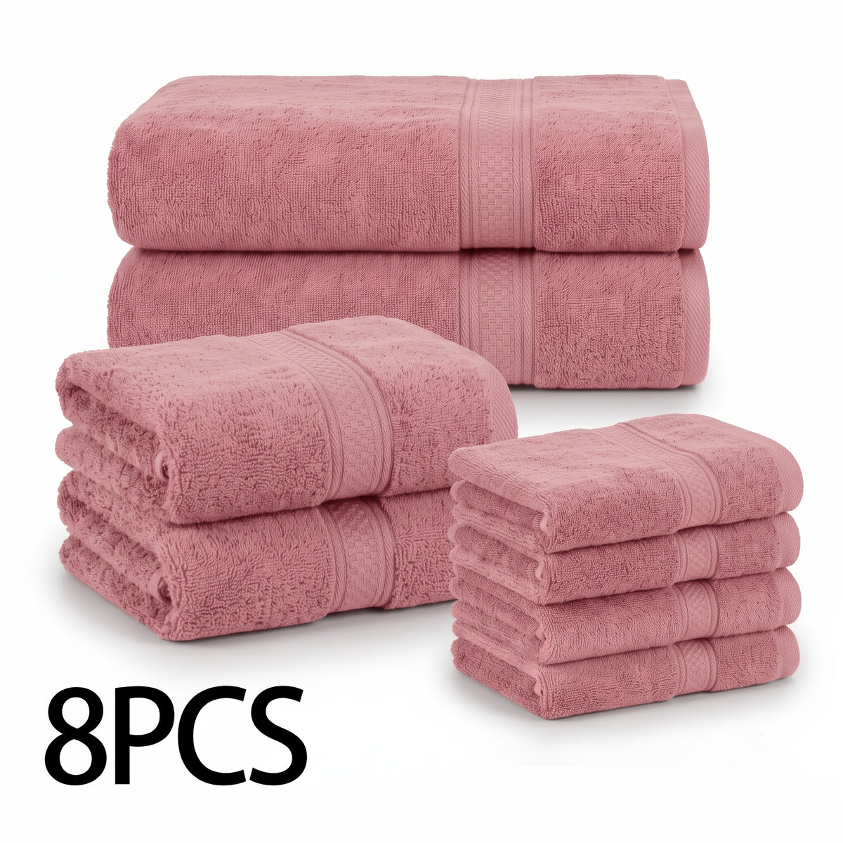 Bath Towel Set 8 or 16 Pcs – Soft Absorbent Quick-Dry Thick Towels with Bath Towels, Hand Towels & Washcloths for Family Hotel Travel, 10 Color Options