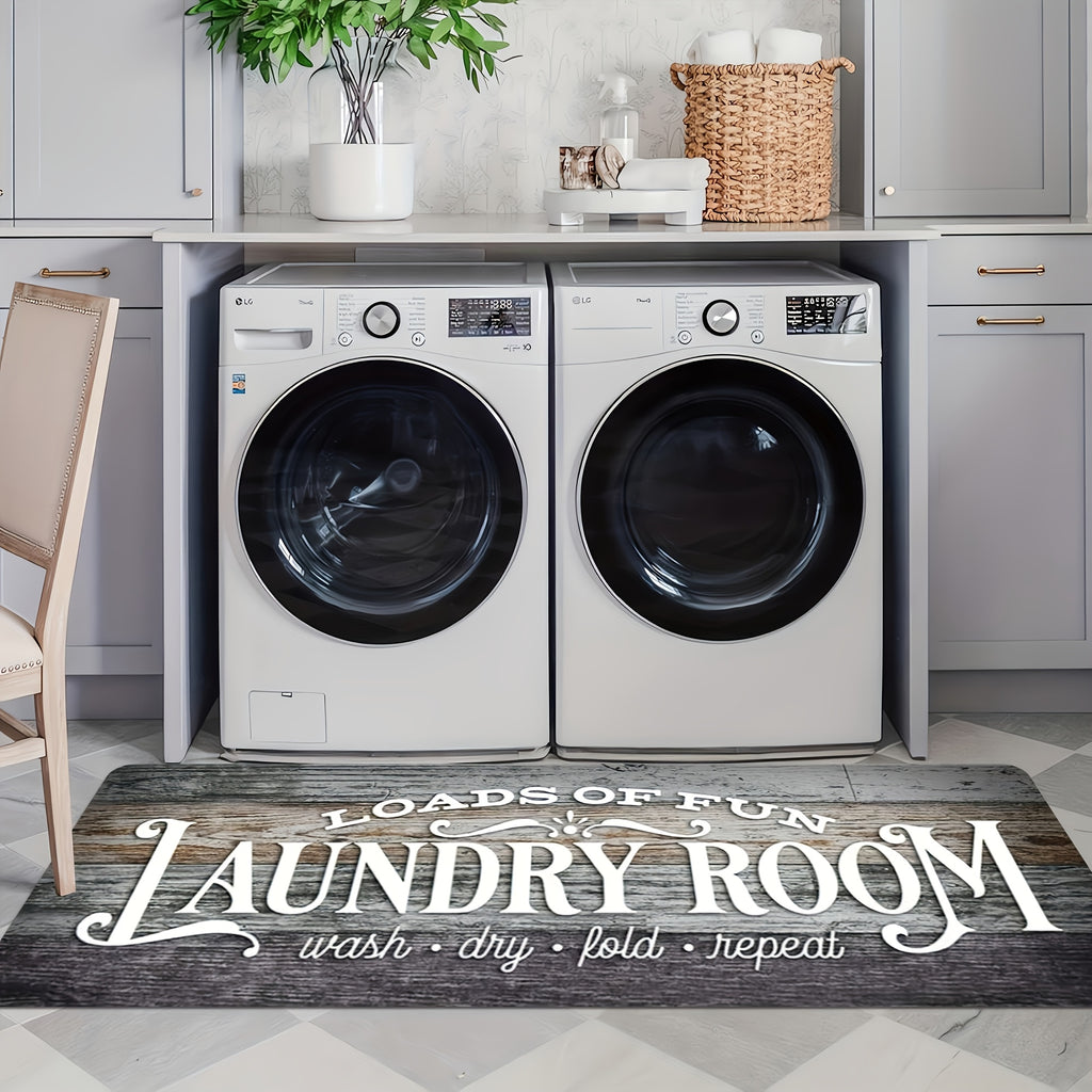 Non-Slip Runner Rug Washable Machine Wash Kitchen Mat Laundry Room | Front of Washer Dryer Bathroom Hallway Porch Floor Mat – White Blue Green Black Red, 45x120 & 45x150cm Easy Care