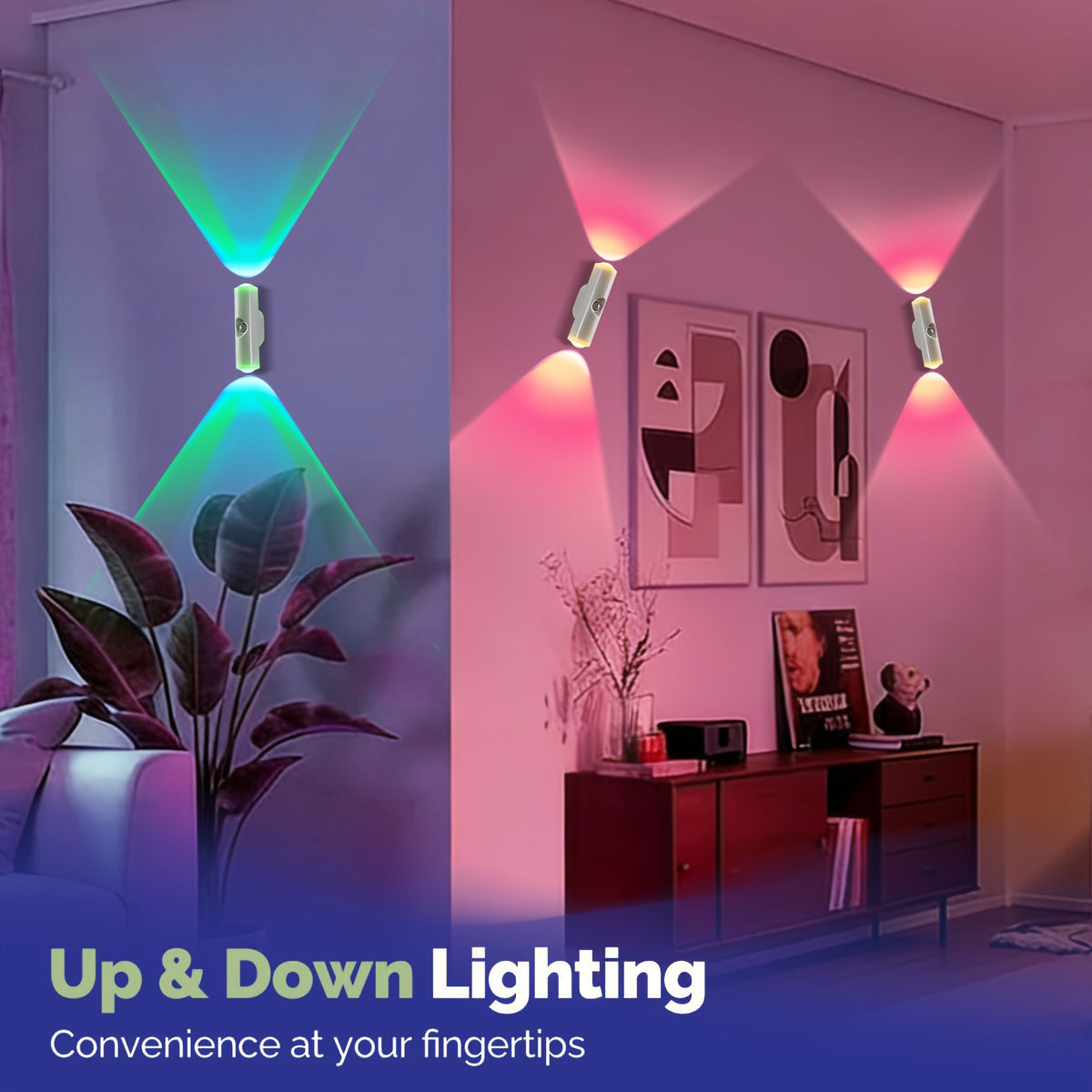 Magnetic Motion Sensor LED Night Lights USB Rechargeable - 9-Color Wall-Mounted Wireless Sconce, 3 Sensing Modes, No Wiring, for Hallway Bedroom Stairs Kitchen | Nuvia Haven