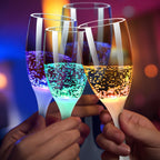LED Light-Up Champagne Flutes – Glow in the Dark Plastic Wine Glasses | Colorful Glowing Party Cups for Birthday, Christmas, Halloween & Weddings | 1pc or 6-Pack