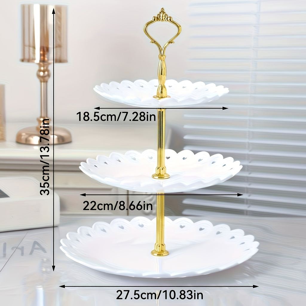 Tiered Dessert Display Stand 6 Piece Set Three-Tier Two-Tier Shelf and Dessert Tray for Birthday Party Tea Party Cupcake Cake Serving Pink White