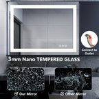 Anti-Fog LED Bathroom Mirror with Dual Light Source & 3-Color Modes | Wall Mount Vanity Mirror | 120V US Plug | 4 Sizes
