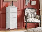 Fabric Storage Chest of 8 Drawers – 4 Independent Sections, Sturdy Metal Frame & Wood Tabletop, Bedroom Dresser for Closet, Living Room & Entryway | White & Brown