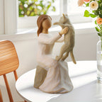 Hand-Painted Girl & Cat Resin Statue – Collectible Kitten Companion Figurine | Thoughtful Memorial Gift for Cat Lovers, Mom & Cat Ladies | Decorative Sculpture for Home, Shelf & Desktop