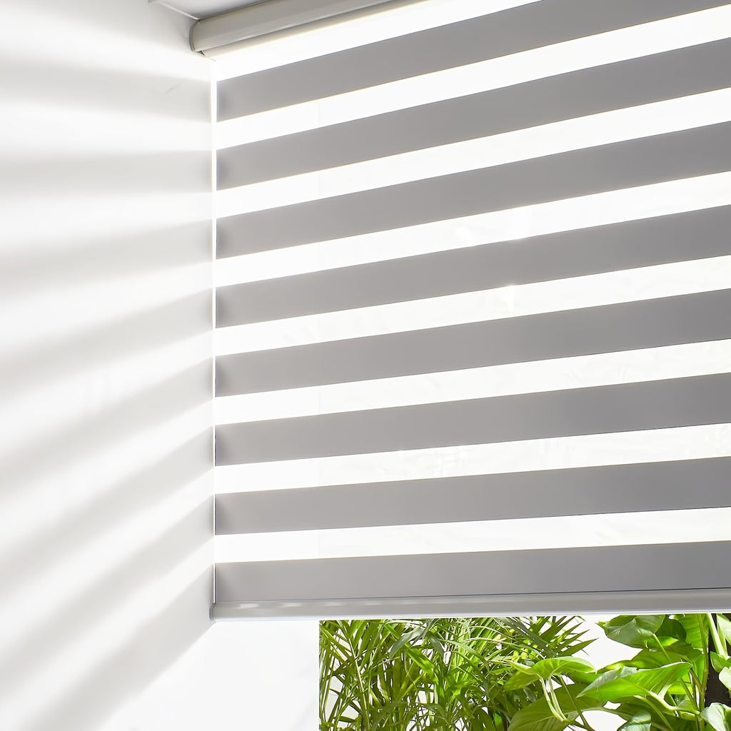 Cordless Zebra Blinds Day Night Dual Layer Window Shades for Home & Office – Free Stop Light Control, Easy Install, 4 Colors & Custom Widths